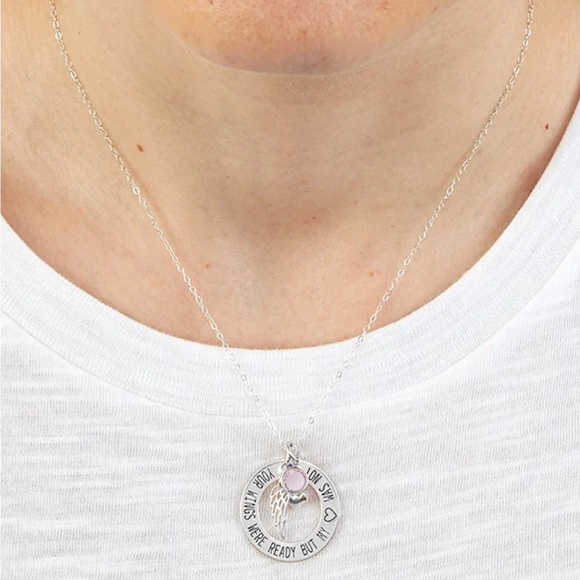 NITB Your Wings Were Ready Personalized Memorial June Birthstone Necklace - Picture 2 of 11